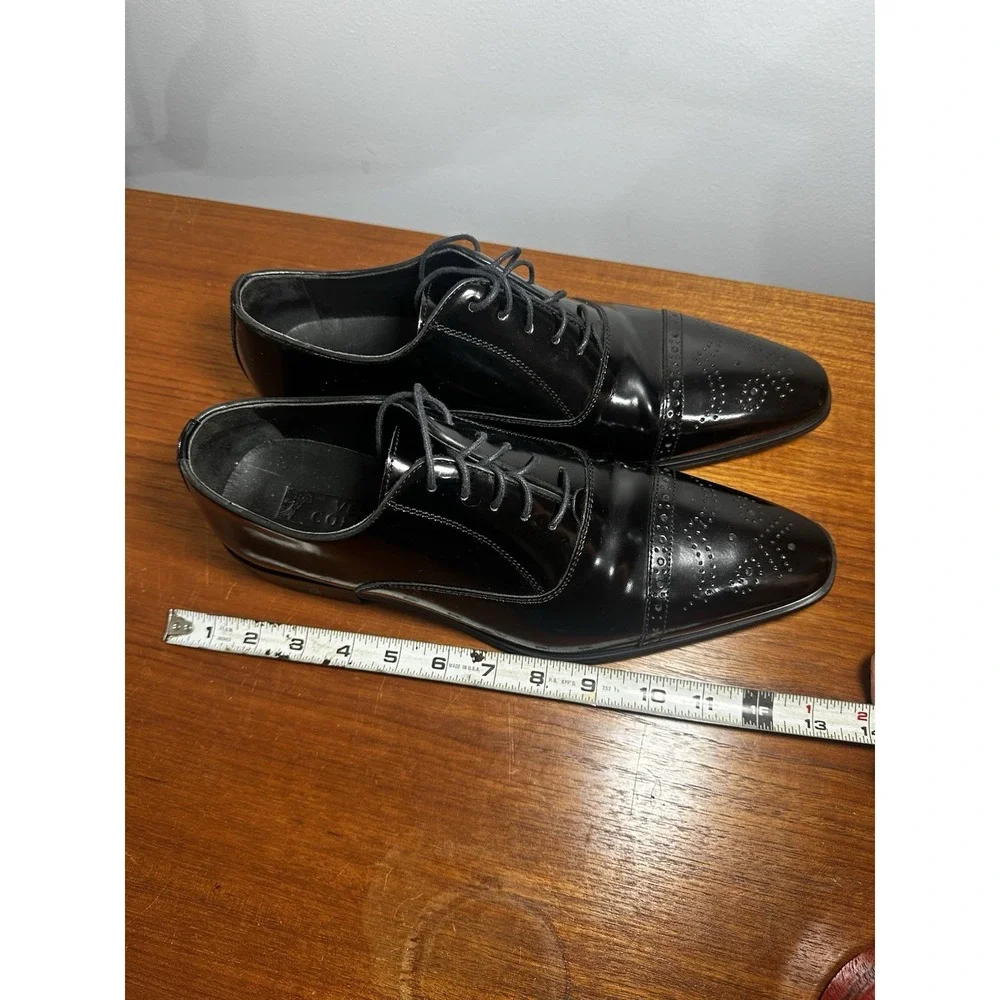 Versace Collection Oxford Dress Shoes Mens 43 Black Leather Lace Up Business 10